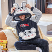 Coral Fleece Couple Pajamas Cute Flannel Loungewear