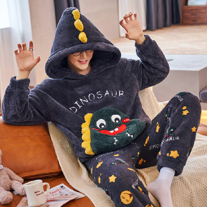 Coral Fleece Couple Pajamas Cute Flannel Loungewear