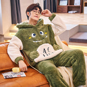 Coral Fleece Couple Pajamas Cute Flannel Loungewear