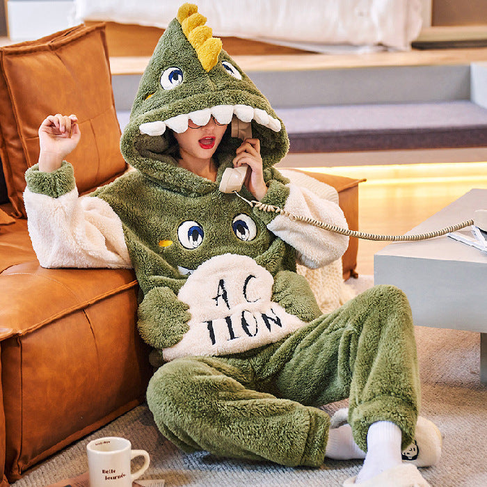 Coral Fleece Couple Pajamas Cute Flannel Loungewear