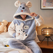 Coral Fleece Couple Pajamas Cute Flannel Loungewear