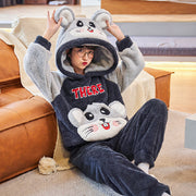 Coral Fleece Couple Pajamas Cute Flannel Loungewear