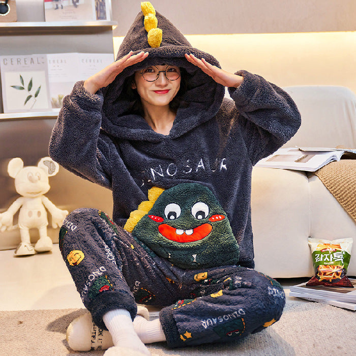 Coral Fleece Couple Pajamas Cute Flannel Loungewear