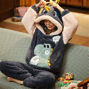 Coral Fleece Couple Pajamas Cute Flannel Loungewear