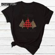 Merry Christmas T Shirt Santa Elk Men''s And Women''s Red Couple Short Sleeve Top